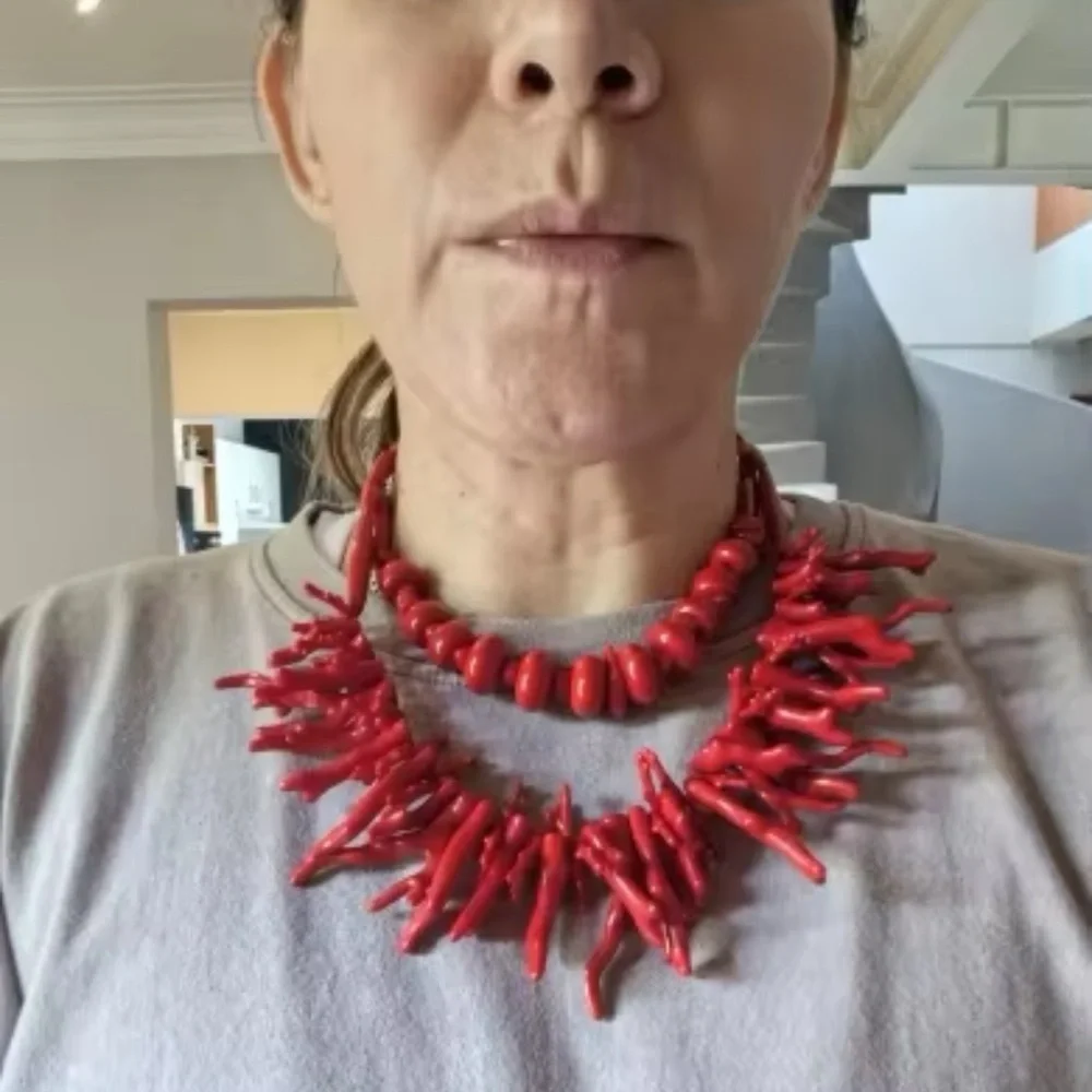 Vintage Red Coral Statement Necklace - Picture 14 of 16
